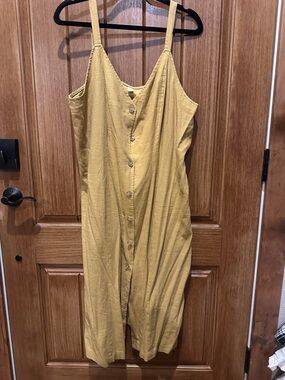 Nordstrom Mustard Yellow Button-Front Maxi Dress